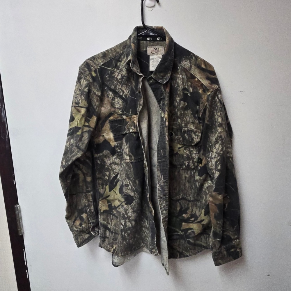 Mossy Oak Apparel Explorer Camo Long Sleeve Shirt Mens Medium Hunting Grunge